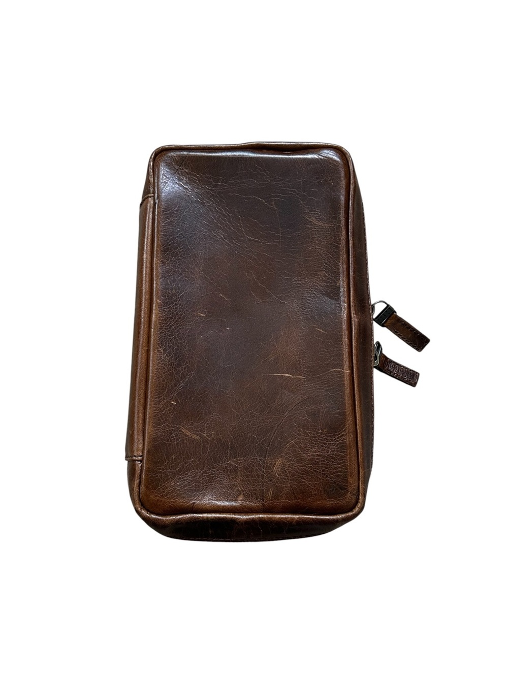 Moore & Giles Brompton Brown Leather Dopp Kit Travel Toiletry Bag Zip Around